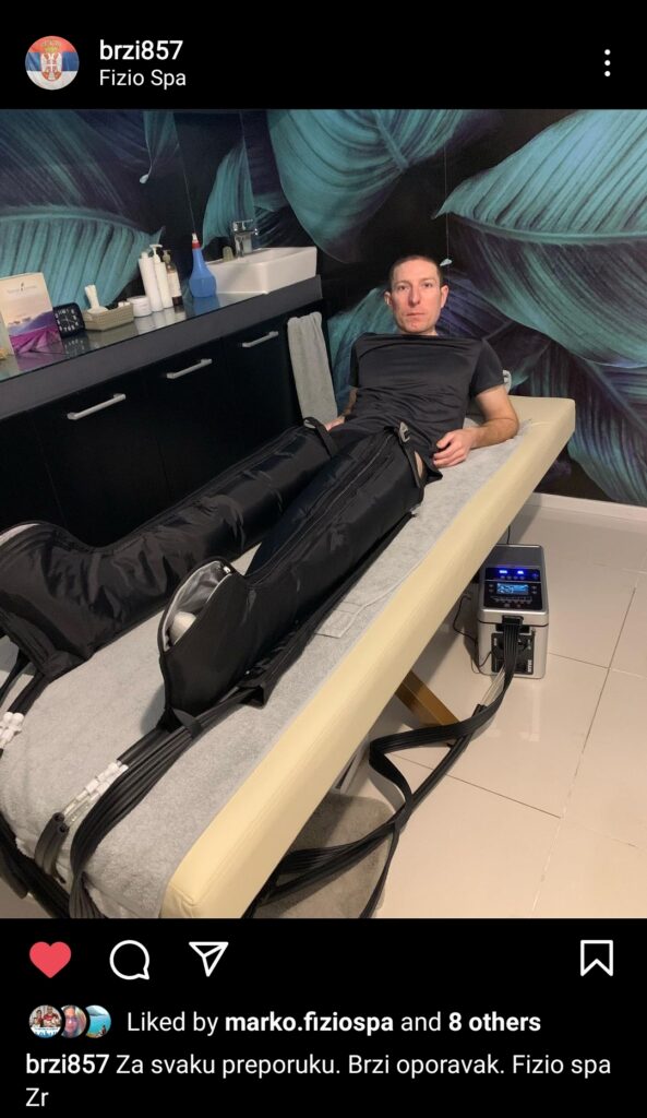 Maratonac na tretmanu oporavka nogu presotrerapijom sa kripoterapijom